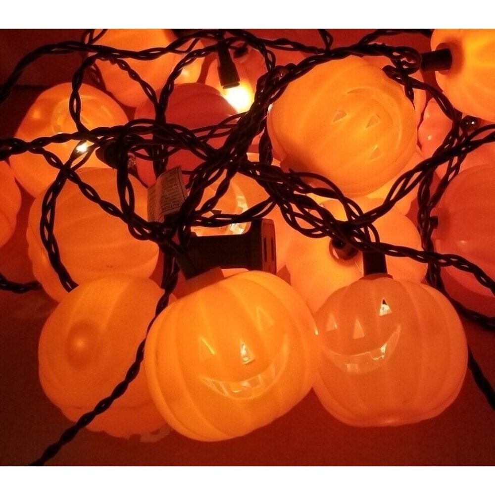 Pumpkins Jack O Lantern Happy Halloween String Lights Plastic 19 Blow Mold JOL